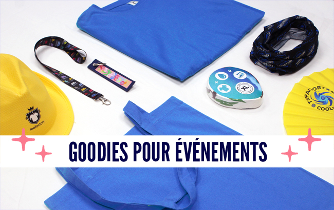 Vêtements et goodies pour événements, foires et congrès